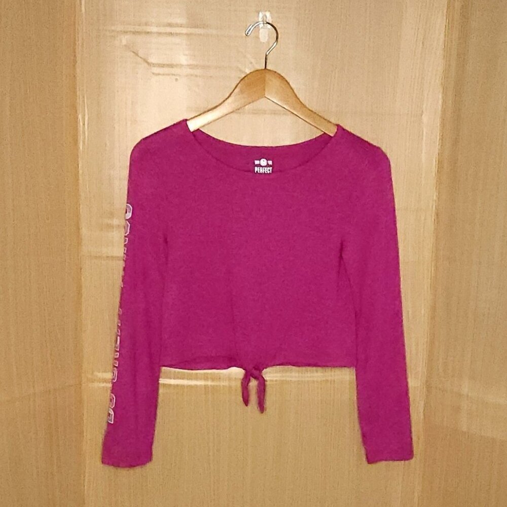 So Girls Perfect Active Long Sleeve Stretchy Pink Cropped Top 12